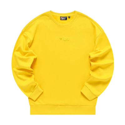 FILA Unisex Logo Crewneck Fleece Sweatshirt Sunshine Yellow F51U138295F-YE
