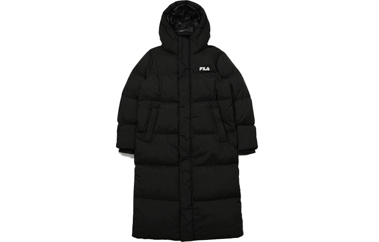 FILA Unisex Logo Hooded Down Jacket Black Warm Casual Goose Down Coat FS2DJD4103X-BLK 圖 2