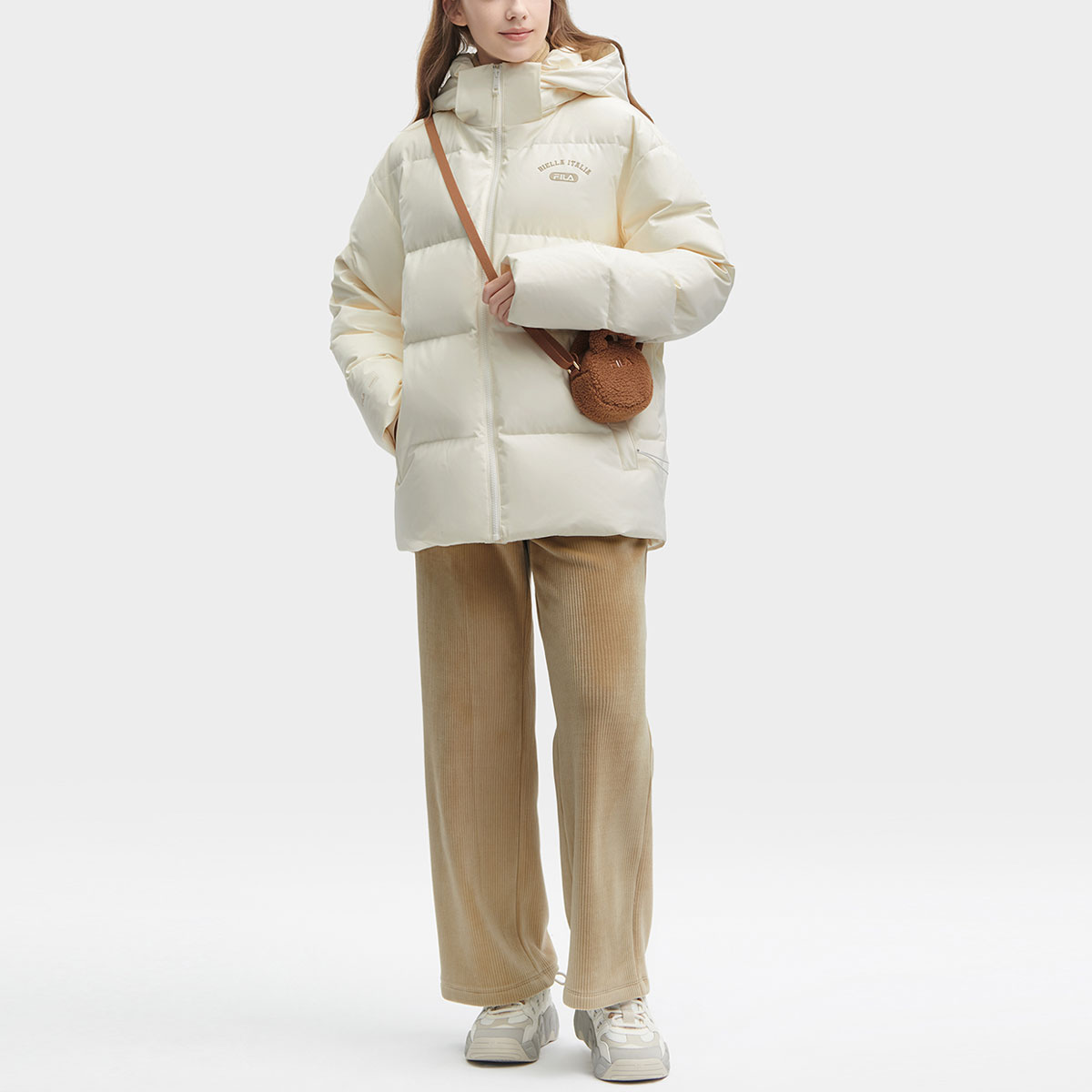 Shop FILA Jaket Hoodie Unisex Logo Print Reed White. F11U349901R-IV