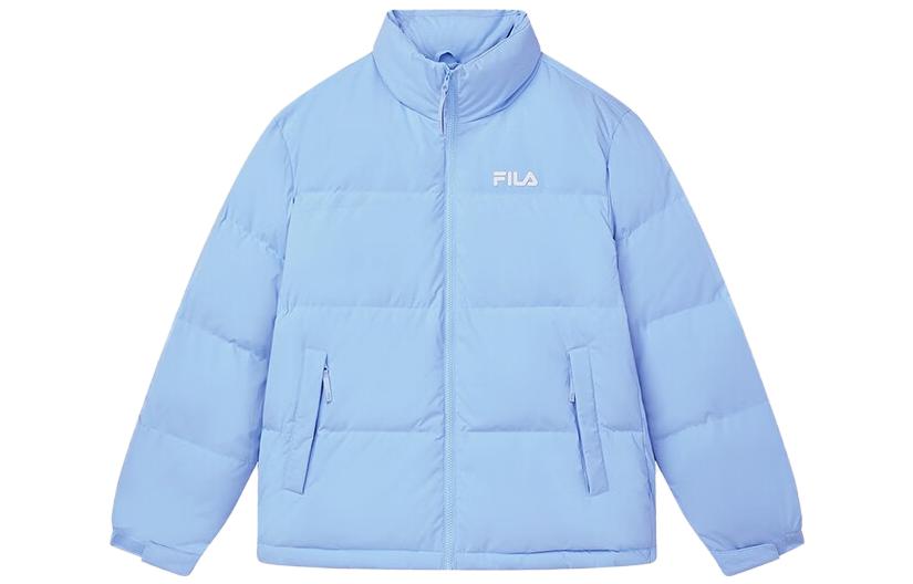 FILA Unisex Logo Print Windproof Thick Puffer Jacket - Pure Blue. F51U349901F-LB