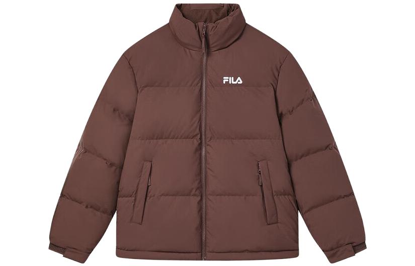 FILA Unisex Logo Printed Thickened Windproof Down Jacket – Pig Liver Brown. F51U349901F-DK