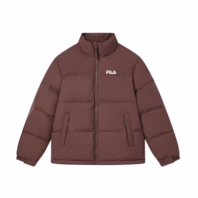 FILA Unisex Logo Printed Thickened Windproof Down Jacket – Pig Liver Brown. F51U349901F-DK