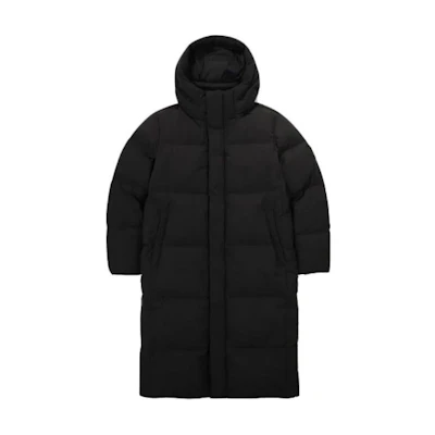 FILA Unisex Long Black Down Jacket with Zipper and Hood. FS2DJF4103X-BLK