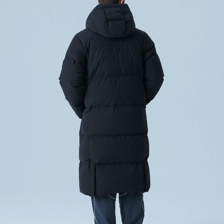 Shop FILA ユニセックス ロングブラックダウンジャケット ジッパー&フード付き FS2DJF4103X-BLK