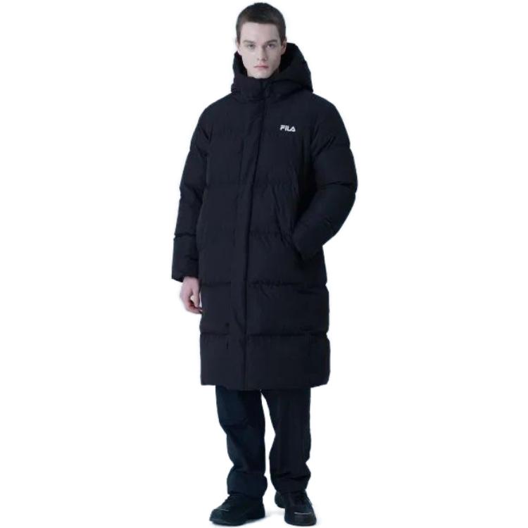 Details for FILA ユニセックス ロングブラックダウンジャケット ジッパー&フード付き FS2DJF4103X-BLK