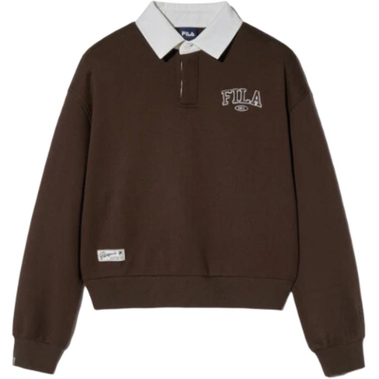 FILA Unisex Loose-Fit Logo Oversized Long-Sleeve Sweatshirt Brown FS2POH1102U-BRN