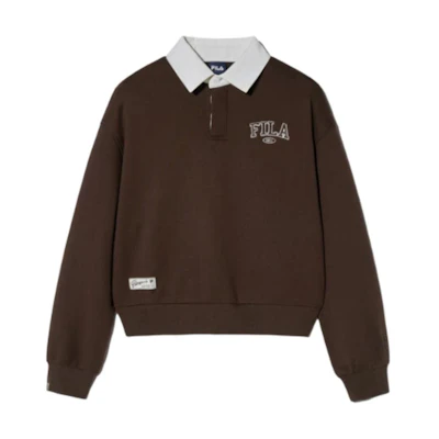 FILA Unisex Loose-Fit Logo Oversized Long-Sleeve Sweatshirt Brown FS2POH1102U-BRN