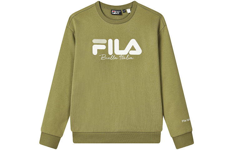 FILA Unisex Loose Logo Print Knit Pullover Long Sleeve Sweatshirt Ice Green F11U249201F-KK