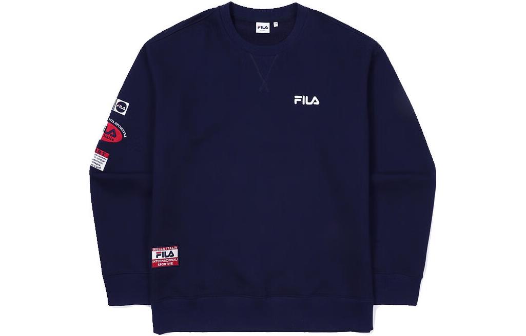 FILA Unisex Navy Blue Crewneck Sweatshirt with Letter Print Design FS2POF1117X-INA