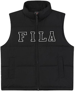 FILA ユニセックス オーバーサイズ ブラック ダウンベスト ロゴプリント裏地付き F51U349903FBK Buy FILA ユニセックス オーバーサイズ ブラック ダウンベスト ロゴプリント裏地付き F51U349903FBK