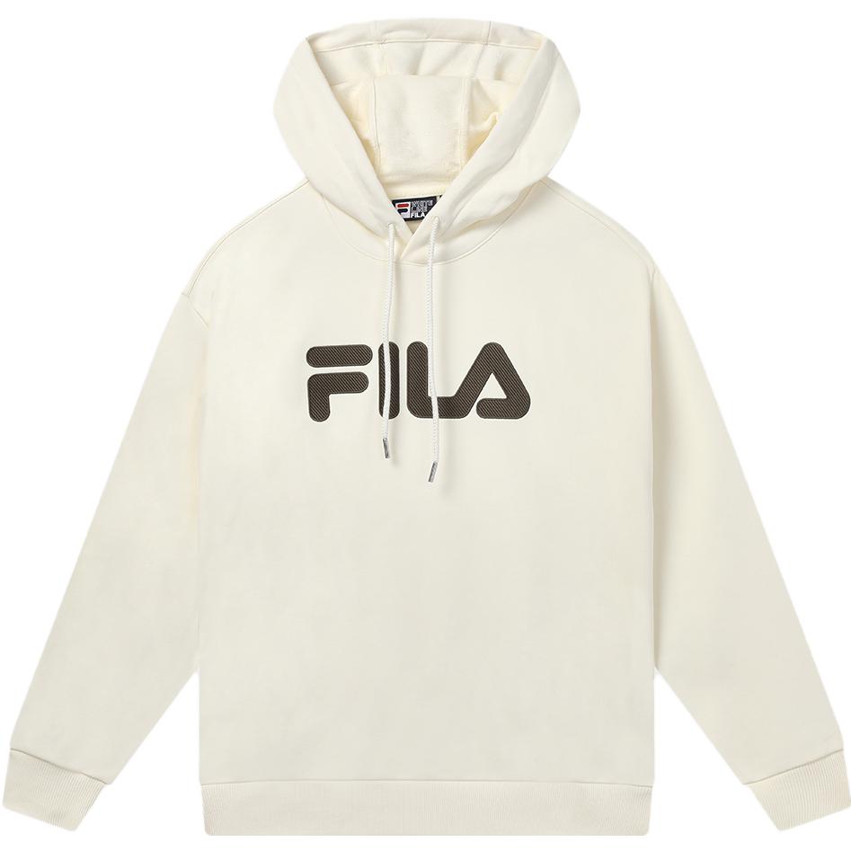 FILA Unisex Oversized Hoodie Casual Couples Sweatshirt Milk White F51U338298FIV