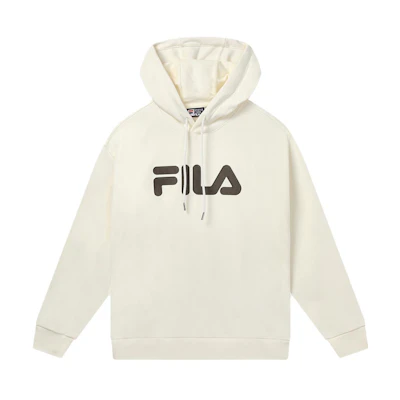 FILA Unisex Oversized Hoodie Casual Couples Sweatshirt Milk White F51U338298FIV