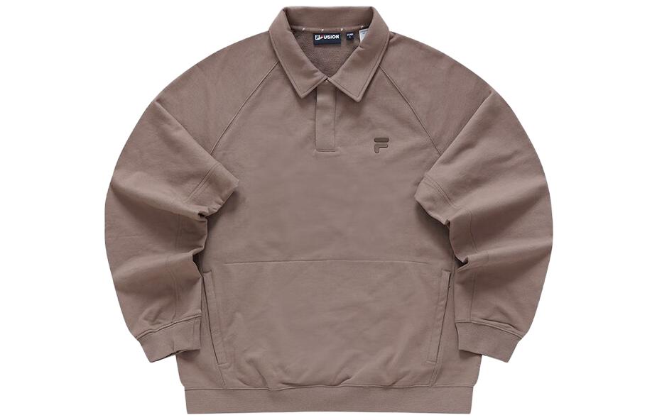 FILA Unisex Oversized Lettered Polo Sweatshirt Sand Brown T11U346201F-BN