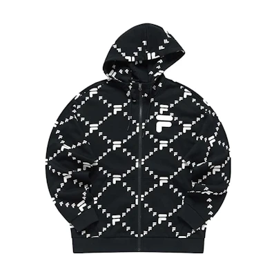FILA Unisex Oversized Pullover Hoodie with Drawstring in Deep Black T11U316501FBK