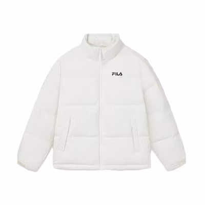 FILA Unisex Oversized Windproof White Down Jacket with Logo Print F51U349901A-IV