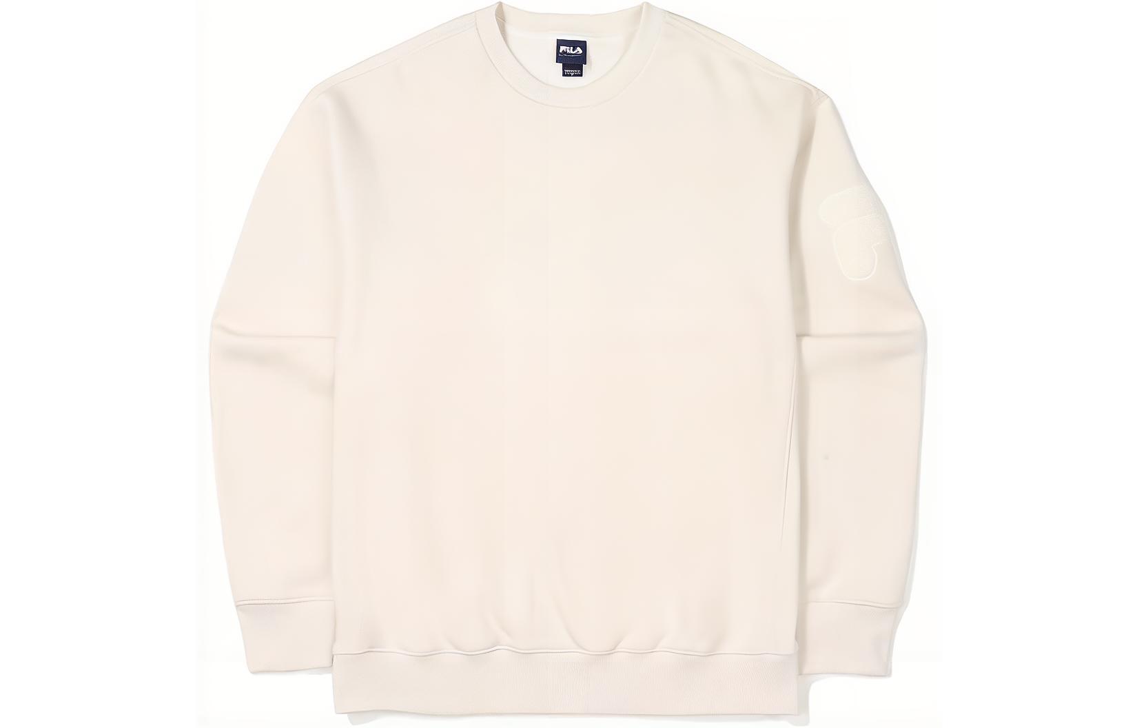 FILA Unisex Plain Crewneck Pullover Sweatshirt Off-White FS2POF4101X-SAD