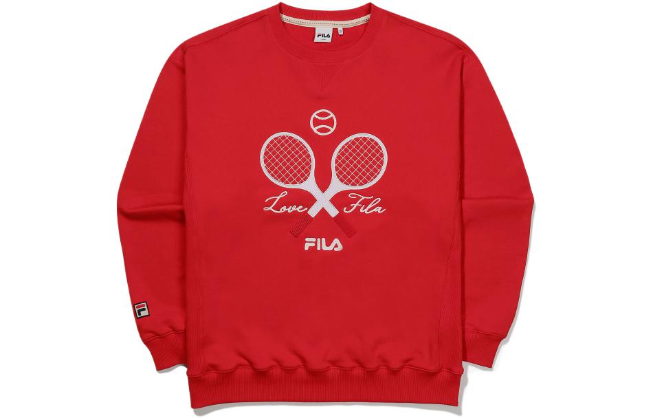 FILA Unisex Red Crewneck Sweatshirt with Badminton Racket Print FS2POE3301X-RED