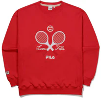 FILA Unisex Red Crewneck Sweatshirt with Badminton Racket Print FS2POE3301X-RED FILA Unisex Red Crewneck Sweatshirt with Badminton Racket Print FS2POE3301X-RED