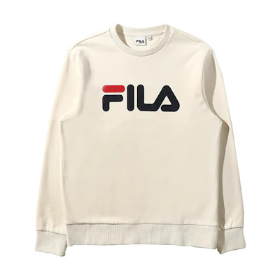 FILA Unisex Sand Yellow Logo Crewneck Sweatshirt Long Sleeve Casual Style FS2POD1001X-LSA