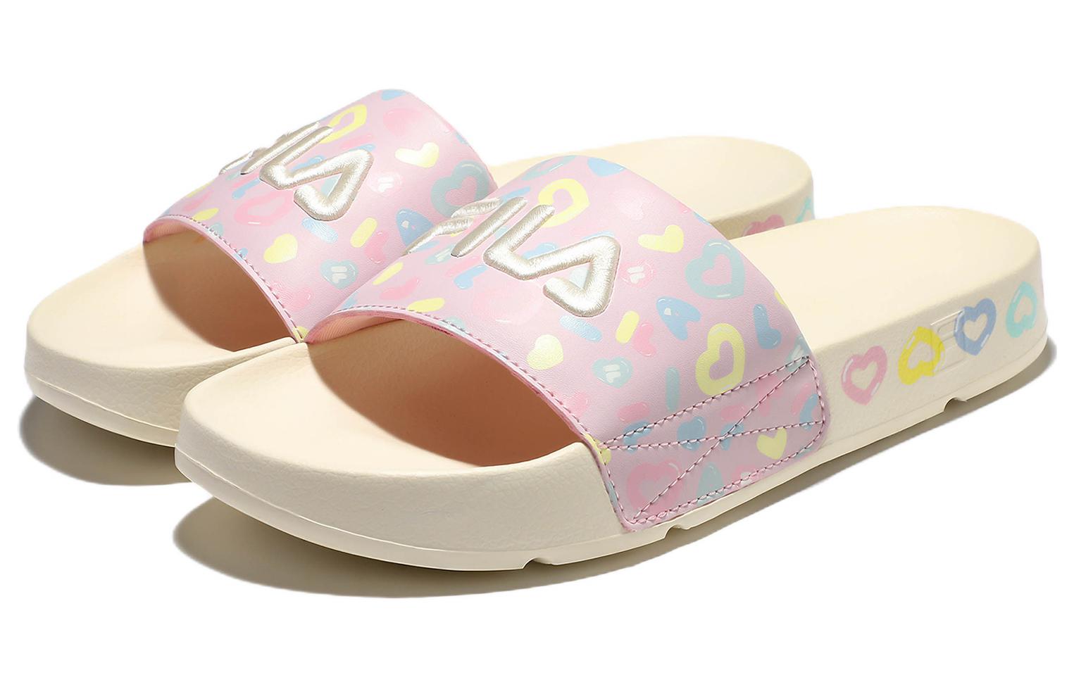 Lookbook 斐乐 厚底運動拖鞋 男女同款 淺咖紫色 韓版