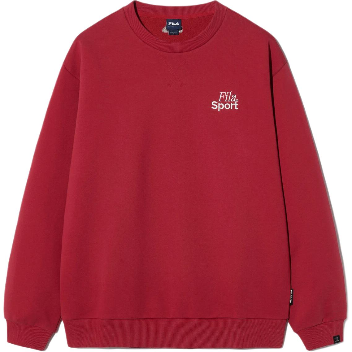 FILA Unisex Solid Color Crewneck Long-Sleeve Sweatshirt Red FS2POH1101U-RED