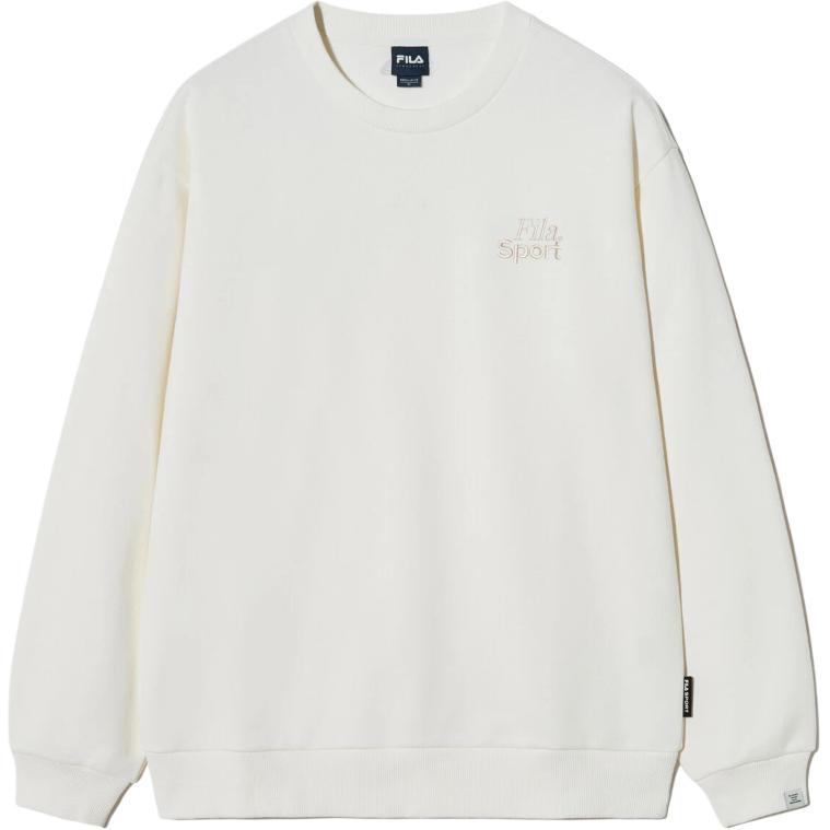 FILA Unisex Solid Color Crewneck Long Sleeve Sweatshirt Cream Color FS2POH1101UCRM