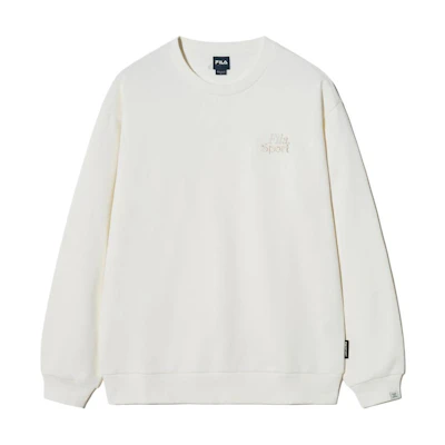 FILA Unisex Solid Color Crewneck Long Sleeve Sweatshirt Cream Color FS2POH1101UCRM