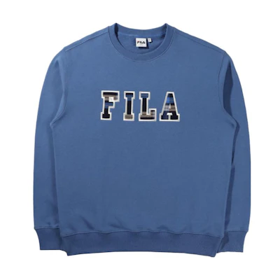 FILA Unisex Solid Color Crewneck Pullover Sweatshirt Navy Blue FS2POD4105X-IDB