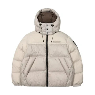FILA Unisex Solid Color Detachable Hooded Down Jacket - Off White. FS2DJF4131X-GRE