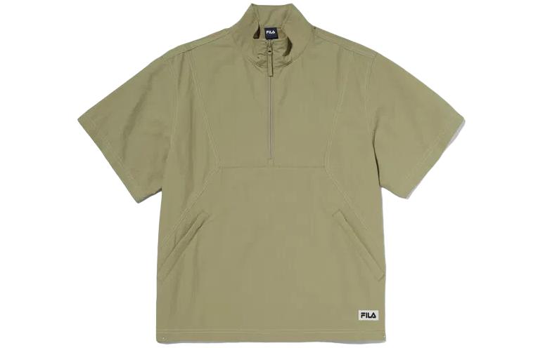FILA Unisex Solid Color Loose Fit Stand Collar Short Sleeve Jacket Green FS2JKG2105-XEGY