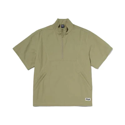 FILA Unisex Solid Color Loose Fit Stand Collar Short Sleeve Jacket Green FS2JKG2105-XEGY