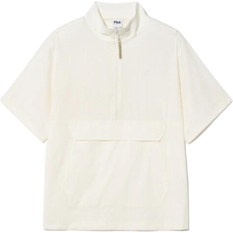 FILA Unisex Solid Color Stand Collar Loose Jacket - Off-White FS2JKH2101U-OWH