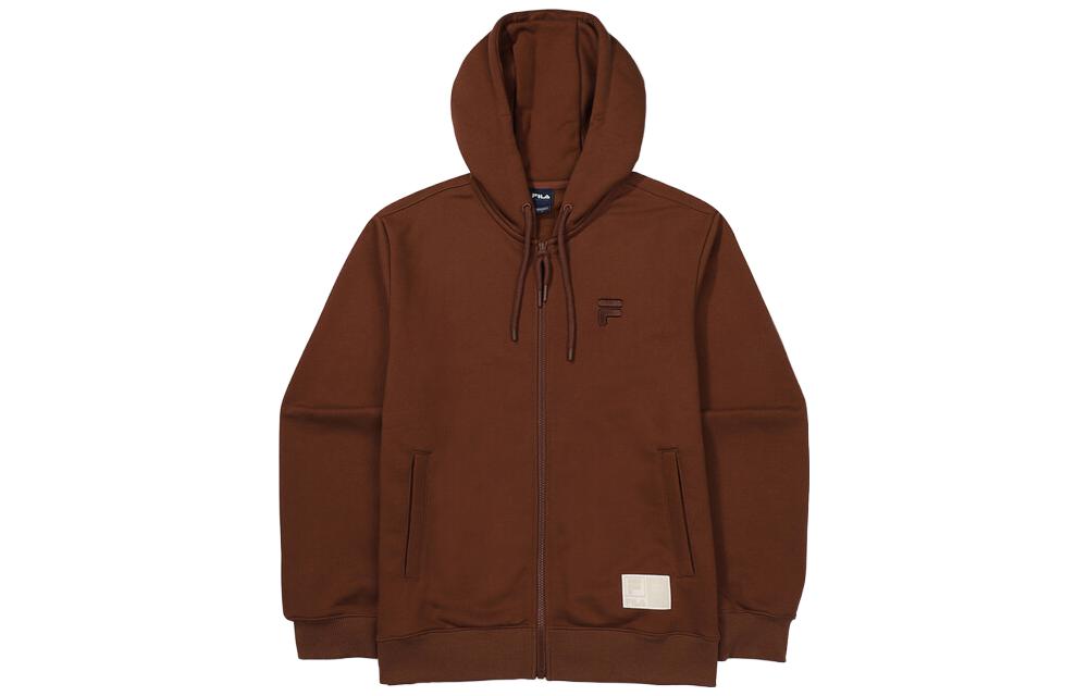 FILA Unisex Solid Color Zip-Up Hoodie Jacket Brown FS2FTF3101XCHO