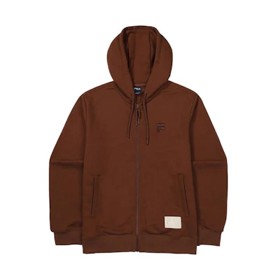 FILA Unisex Solid Color Zip-Up Hoodie Jacket Brown FS2FTF3101XCHO