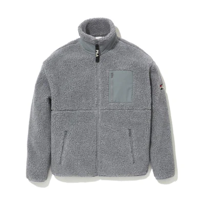 FILA Unisex Solid Color Zip-Up Long Sleeve Jacket Light Gray FE2JKC6102X-GRY