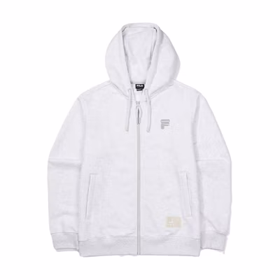 FILA Unisex Solid Color Zip Hoodie Jacket White FS2FTF3101XWTM
