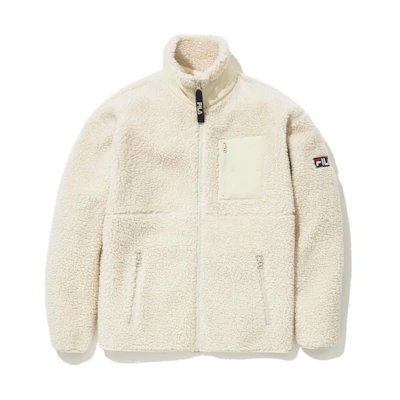 FILA Unisex Solid White Zip-Up Long Sleeve Jacket FE2JKC6102X-CRM