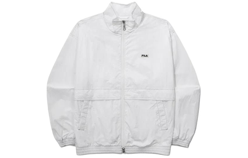 FILA Unisex Solid White Zip-Up Stand Collar Long Sleeve Jacket FS2JKG1101XO-WH