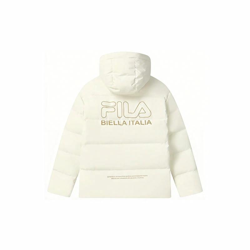 Details for FILA Unisex White Hooded Logo Down Jacket - Casual, Waterproof, Warm & Windproof F51U449902AIV