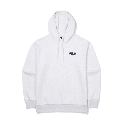 FILA Unisex White Hoodie with Logo Print Long Sleeve Pullover FS2POF3105X-WTM