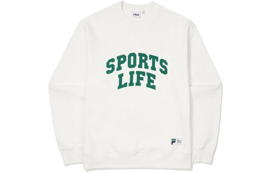 FILA Unisex White Logo Crewneck Pullover Sweatshirt Long Sleeve FE2POF5102X-OWH