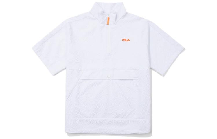 FILA Unisex White Logo Print Short-Sleeve Jacket FS2JKF2406X-WHI