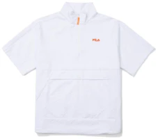 FILA Unisex White Logo Print Short-Sleeve Jacket FS2JKF2406X-WHI FILA Unisex White Logo Print Short-Sleeve Jacket FS2JKF2406X-WHI