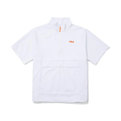 FILA Unisex White Logo Print Short-Sleeve Jacket FS2JKF2406X-WHI