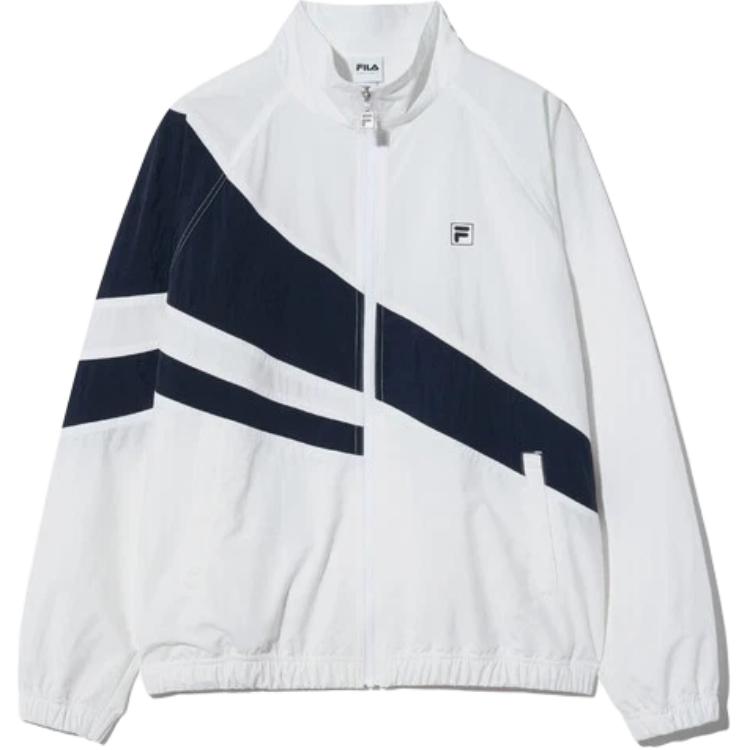 FILA Unisex White Loose Fit Utility Jacket with Stand Collar and Raglan Sleeves FS2JKH2131X-OWH