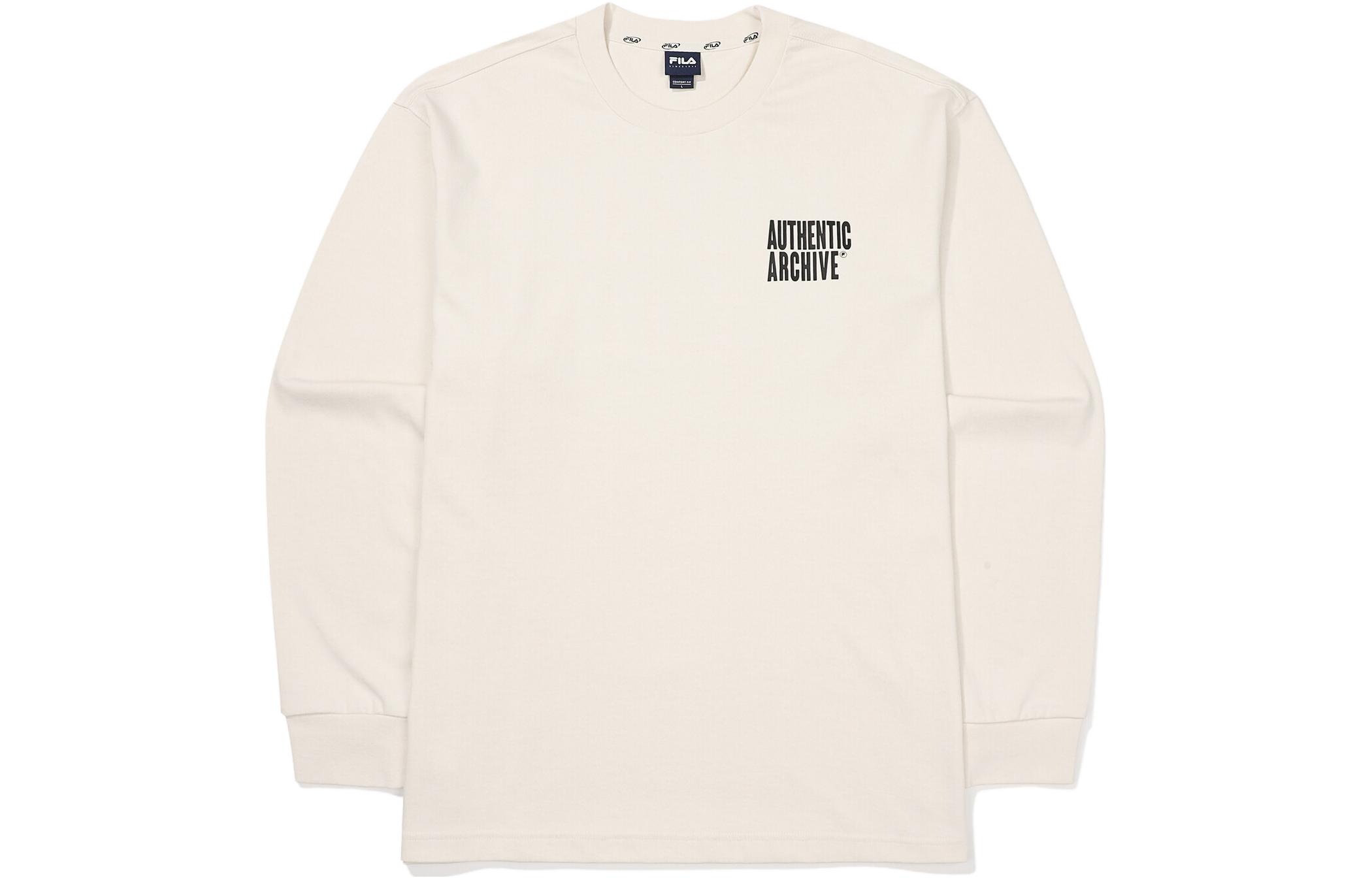 FILA Unisex White Pullover Crewneck Sweatshirt with Letter Print Design FS2RLF3102XSAD