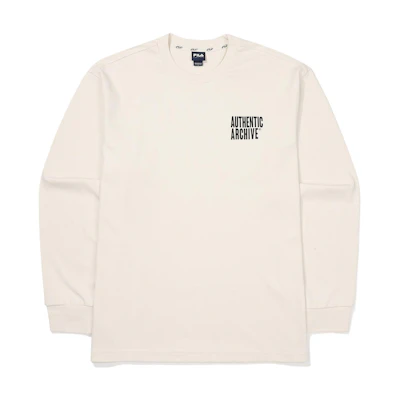 FILA Unisex White Pullover Crewneck Sweatshirt with Letter Print Design FS2RLF3102XSAD