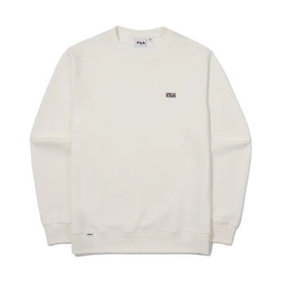 FILA Unisex White Solid Color Crewneck Sweatshirt FS2POE3101X-OWH