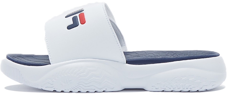 FILA魔术贴简约厚底拖鞋 白色蓝色 韩版 1SM00559D_147 Buy FILA魔术贴简约厚底拖鞋 白色蓝色 韩版 1SM00559D_147