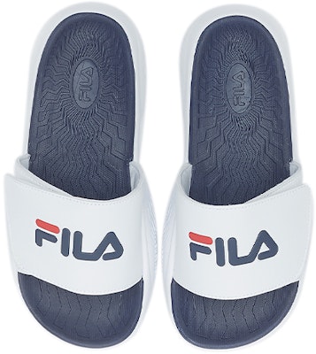FILA魔术贴简约厚底拖鞋 白色蓝色 韩版 1SM00559D_147 Shop FILA魔术贴简约厚底拖鞋 白色蓝色 韩版 1SM00559D_147